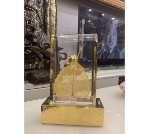 Lá bồ đề mạ vàng 24k, biểu trưng lá bồ đề mạ vàng trong hộp kính