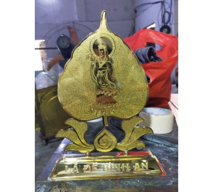 Lá bồ đề mạ vàng tạo hình Đức phật Thích Ca mâu Ni