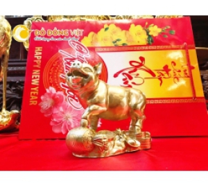 Linh vật lợn đồng phong thủy mạ vàng