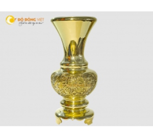LỌ HOA BẰNG ĐỒNG MẠ VÀNG 24K CAO 40CM