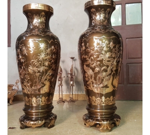 Lọ hoa đồng đỏ cạo màu, giá bán lọ hoa bằng đồng đỏ