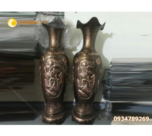 Lọ hoa đồng, đôi lộc bình thờ cúng tứ quý tuyệt đẹp cap 1m26