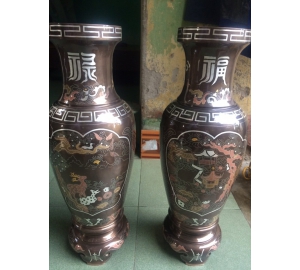 LỌ HOA ĐỒNG KHẢM CAO  42CM