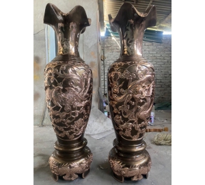 Đôi lục bình bằng đồng đỏ cỡ lớn