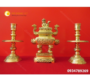 Lư ( Đỉnh ) đồng Vĩnh tiến Vuôn cao 42cm ngũ sự