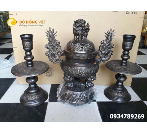 Lư đồng Dapha thờ cúng hun màu cổ Cao 65cm