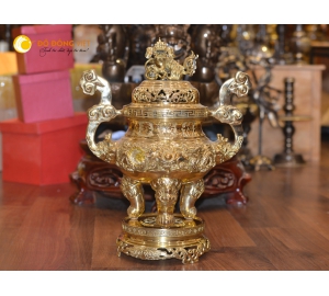 Lư đồng thờ cúng mạ vàng đẹp tinh xảo cao 70cm