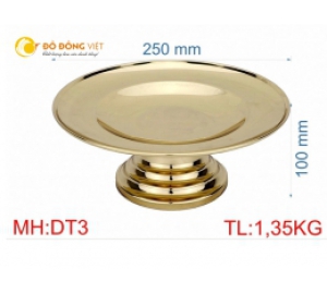 Mâm bồng thờ cúng bằng đồng vàng trơn sáng bóng