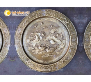 Mâm đồng chạm khắc hoa văn đẹp tinh xảo