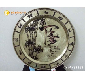 Mâm đồng thờ cúng chạm chữ Tâm ý nghĩa phong thủy