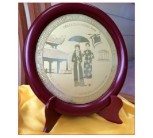 Đĩa đồng quà tặng ăn mòn theo yêu cầu 23cm 