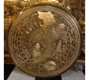 Mặt trống đồng đúc thủ công bằng đồng vàng làm quà tặng