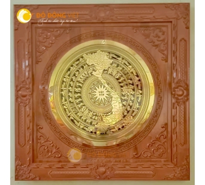 Tranh trống đồng bản đồ Việt Nam khung gỗ đặc