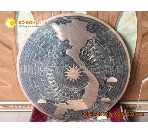 Mặt trống đồng đúc thủ công hình bản đồ Việt Nam