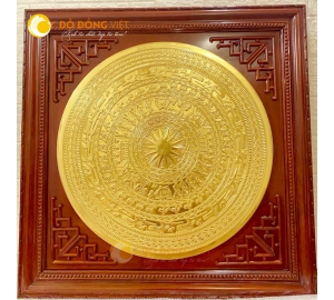 Tranh mặt trống đồng mạ vàng 24k trang trí nội thất