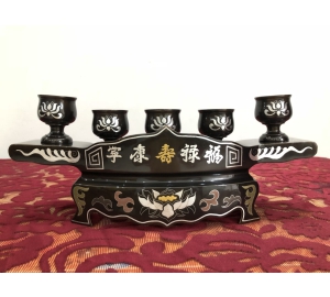 Ngai chén ngũ sắc khảm 1 chữ vàng