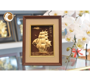 Quà tặng khai trương- Quà tặng tranh vàng thuyền buồm xuôi gió