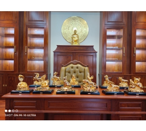 Bộ tượng 12 con giáp bằng đồng mạ vàng 24k