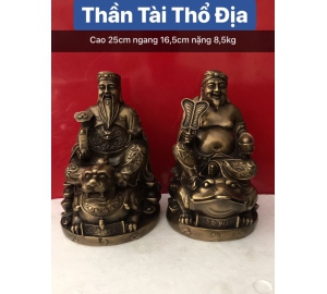 Tượng Thần Tài ông Địa bằng đồng vàng, giá bán tượng đồng