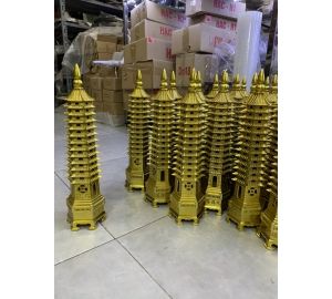 Vật phẩm phong thủy tháp Văn Xương bằng đồng vàng tinh khiết
