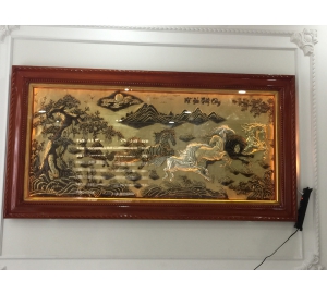 Tranh bát mã gắn đèn LED đẹp sang trọng, giá bán tranh đồng bát mã