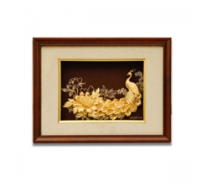 Tranh chim công vàng 24k đẹp tinh xảo, quà vàng ý nghĩa