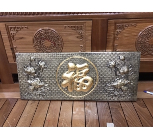 Quà tặng tranh đồng mỹ nghệ, tranh sen chạm chữ Phúc