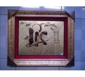 Tranh chữ Lộc thư pháp bằng đồng làm tranh mừng khai trương, tân gia ý nghĩa