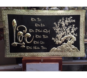 Tranh chữ Lộc thư pháp, tranh đồng mỹ nghệ, giá bán tranh đồng đẹp