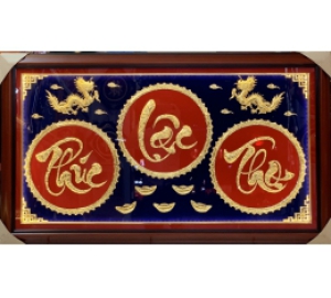 Tranh chữ Phúc Lộc Thọ mạ vàng- quà mừng thọ ông bà tết Tân Sửu 2021