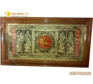 Tranh chữ phúc tứ quý ngũ phúc lâm môn KT 90x127
