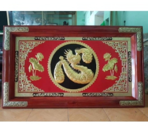 Tranh chữ Tâm thư pháp bằng đồng cỡ lớn, tranh chữ đồng