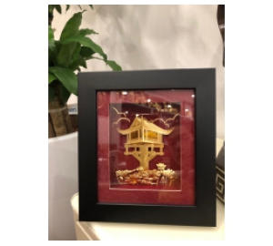 Tranh chùa Một Cột bằng vàng lá 24k- quà tặng lưu niệm văn hóa Hà Nội