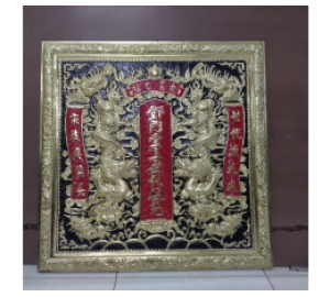 Tranh Cửu huyền thất tổ bằng đồng vàng nền đen đẹp tinh xảo