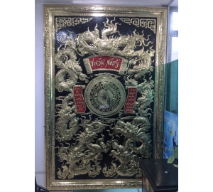 Tranh cửu long quần tụ bằng đồng đẹp tinh xảo từng chi tiết