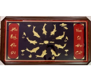 Tranh cửu ngư quần hội mạ vàng đẹp tinh xảo làm quà tặng tân gia