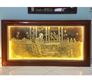 Tranh đồng Bác Hồ ngồi đọc báo, tranh đồng lưu niệm bằng đồng