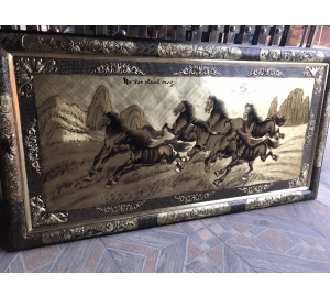 Tranh đồng ăn mòn mã đáo thành công hun màu giả cổ