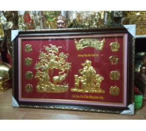 Tranh đồng mừng thọ, giá bán tranh mừng thọ cụ Bà xuân Tân Sửu 2021