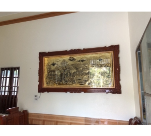 Tranh đồng quê bằng đồng gắn đèn LEG