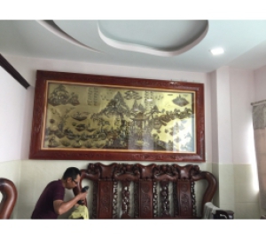 Tranh Đồng Quê bằng đồng  kích thước 2m6x1m27