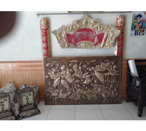 Tranh đồng sen hạc làm quà mừng thọ ý nghĩa, giá bán tranh đồng sen hạc