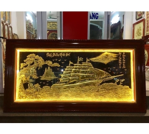 Tranh đồng thuận buồm xuôi gió đèn LED đẹp làm quà tặng ý nghĩa