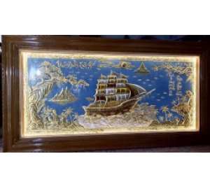 Tranh đồng thuận buồm xuôi gió mạ vàng làm quà tặng ý nghĩa