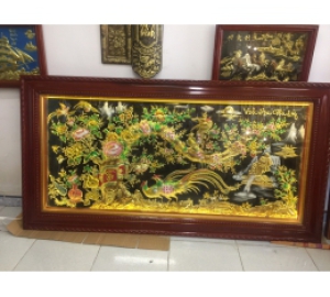 Tranh đồng Vinh hoa phú quý gắn đền LED đẹp tinh xảo từng chi tiết