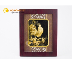 Tranh gà trống mạ vàng 24k