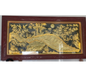 Tranh Hoa Khai Phú Qúy Đồng Mạ Vàng 24k