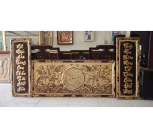 Tranh hoa sen mặt trống đồng 1m55