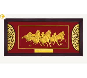 Tranh mã đáo thành công dát vàng 24k- quà tặng tân gia cao cấp