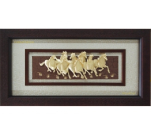 Tranh mã đáo thành công dát vàng 24k- quà tặng vàng 24k cao cấp